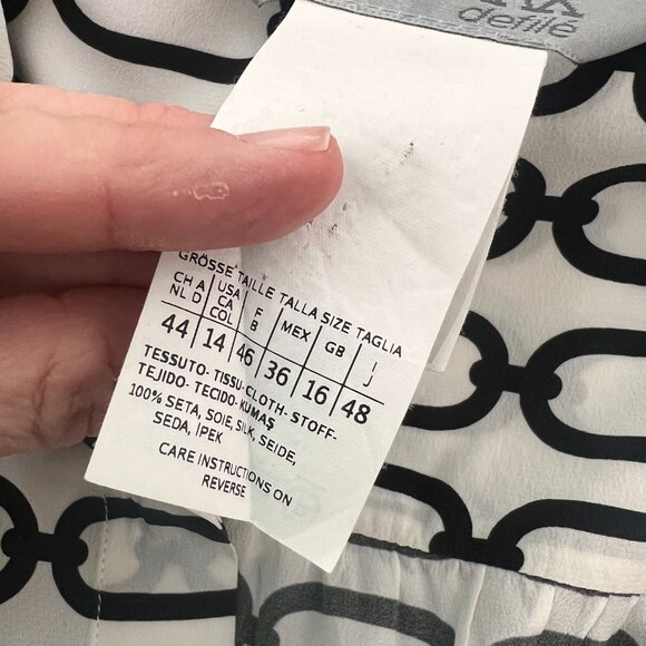 Sportmax chain print silk white black button down shirt size 14 - Picture 5 of 7